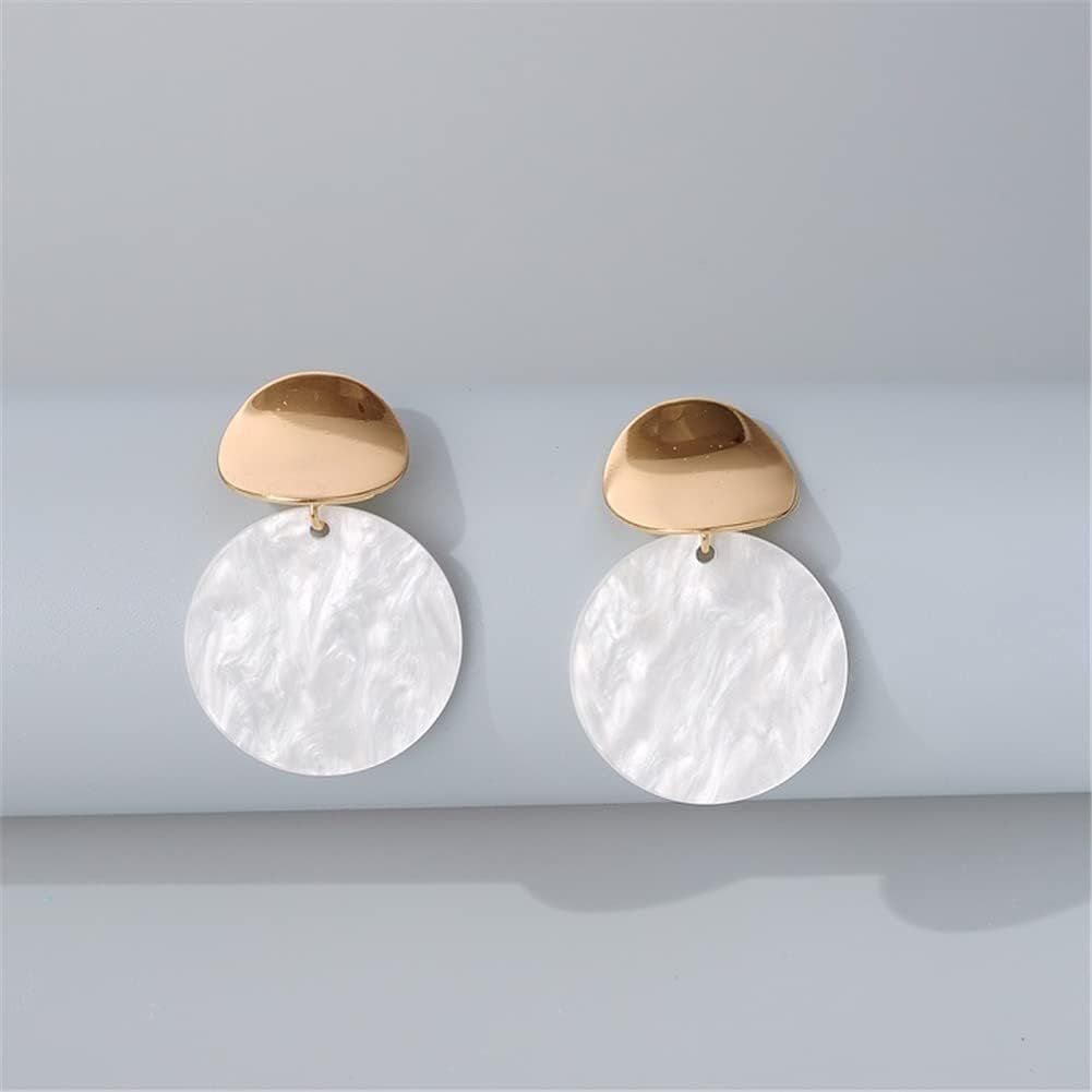 Trendy Light Weight Round White Shell Dangle Earrings for Women Girls Gifts Metal Charming Bohemi... | Amazon (US)