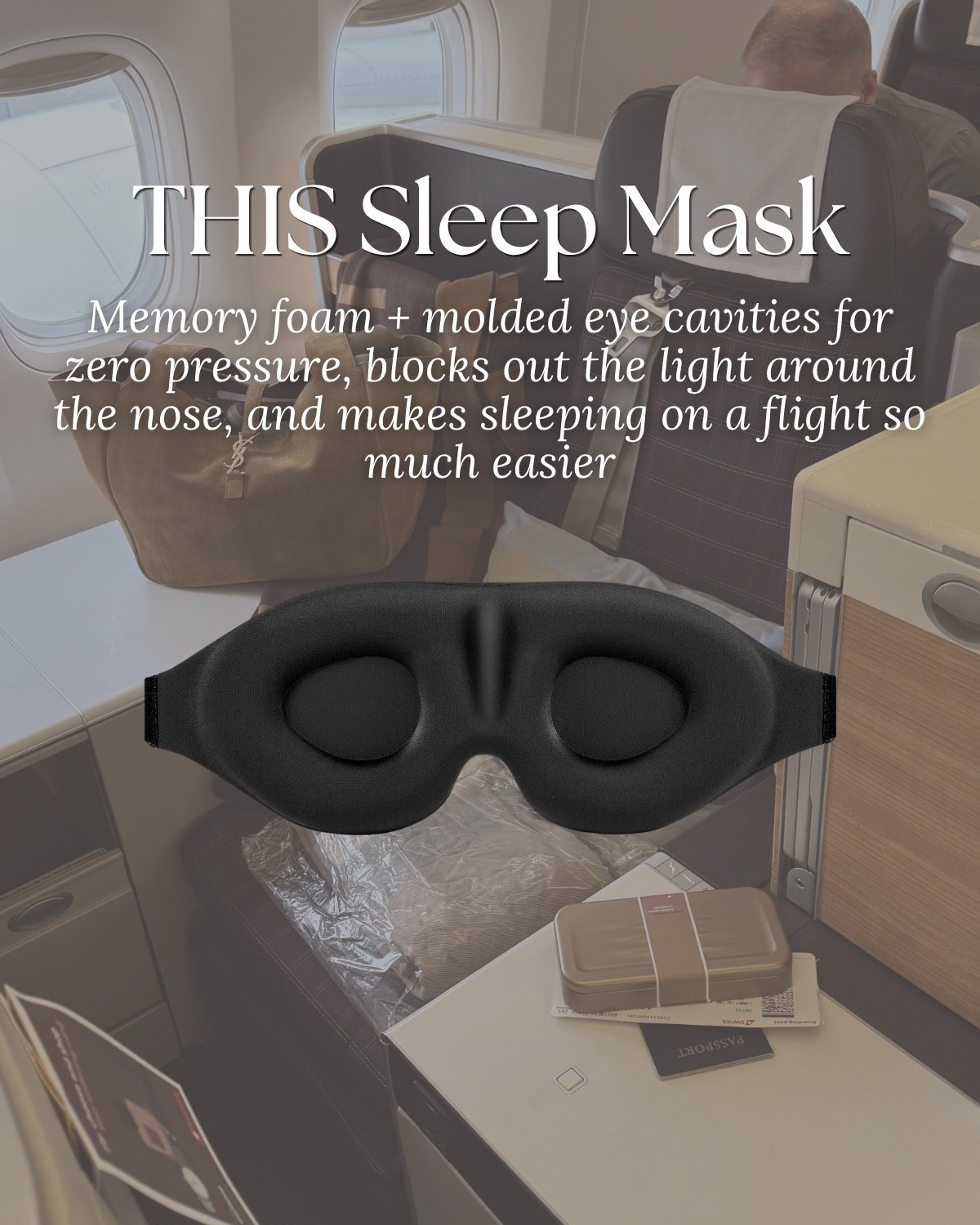 Travel must have: Sleep Mask 
Memory foam + molded eye cavities for zero pressure, blocks out the light around the nose, and makes sleeping on a flight so much easier

#LTKU #LTKTravel #LTKdayinmylife