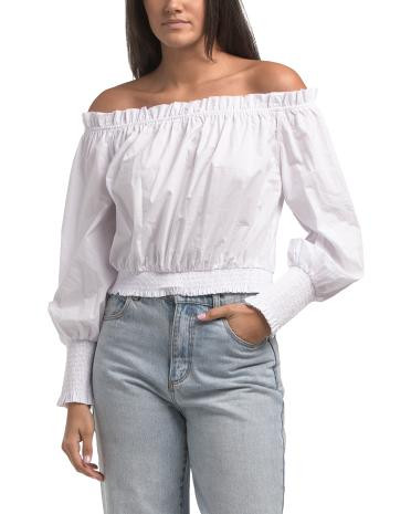 Off The Shoulder Poplin Top | TJ Maxx