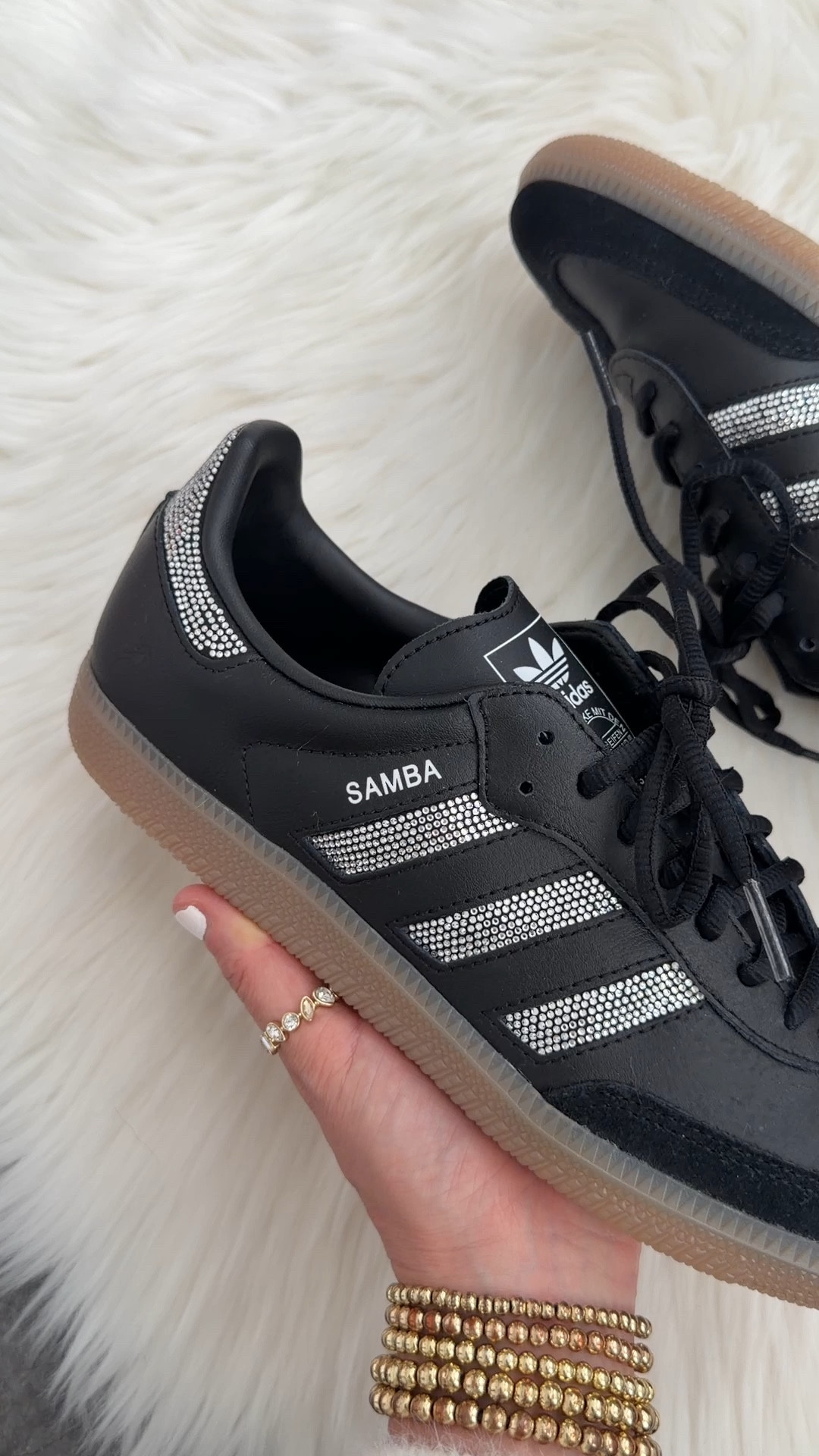 Kids og embellished samba sneakers. I googled how to convert womens to kids sizes. I wear women’s size 8.5 and wear a size 7 in kids 