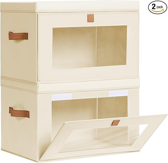 Large Closet Storage Organizer - Clothes Storage Bins with Handles & Window, Collapsible Decorati... | Amazon (US)