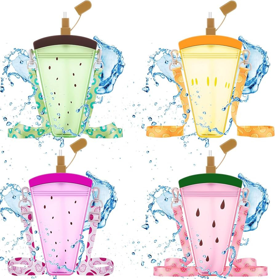 4 Pieces Cute Ice Cream Water Bottles with Strap Kawaii Camera Shaped Drinking Purse Ice Bar Tran... | Amazon (US)