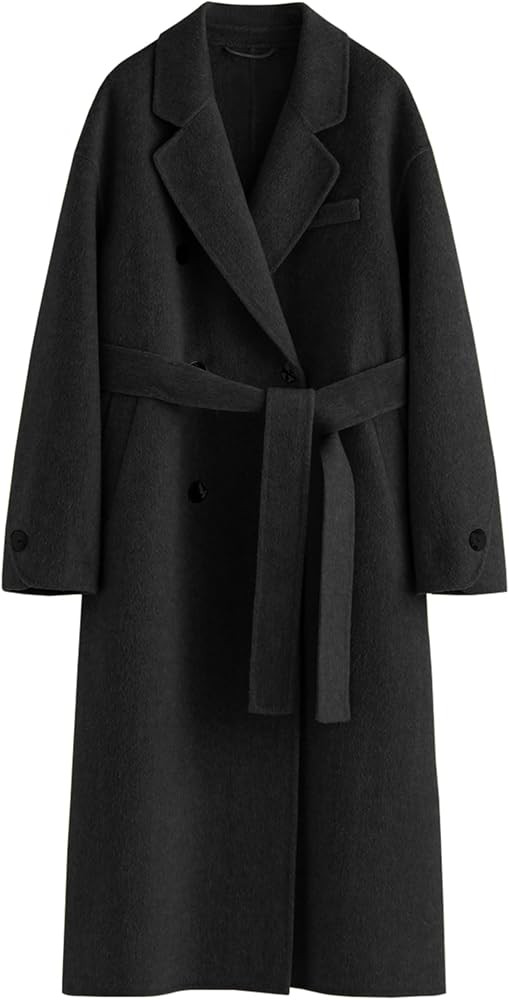 Peaceglad Womens Pea Coats Fall Long Trench Coat Double Breasted Button Down Lapel Belted Peacoat | Amazon (US)