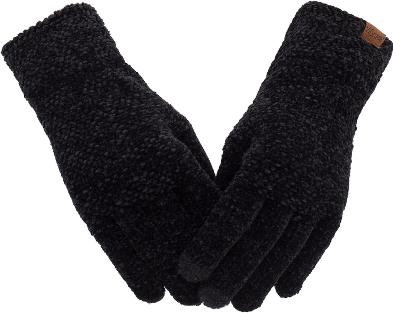 ViGrace Winter Touchscreen Gloves for Women Chenille Warm Knit with 3 Touch Screen Fingers Textin... | Amazon (US)