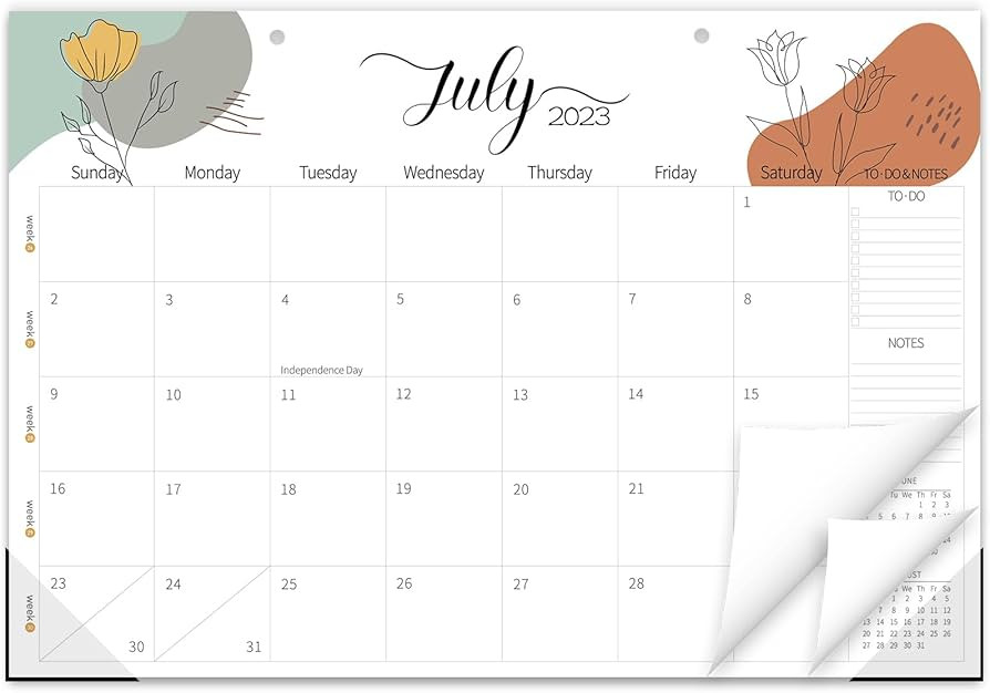 Desk Calendar 2023-2024 - 18 Months Greenery Desktop Calendar from July 2023 to December 2024, 11... | Amazon (US)