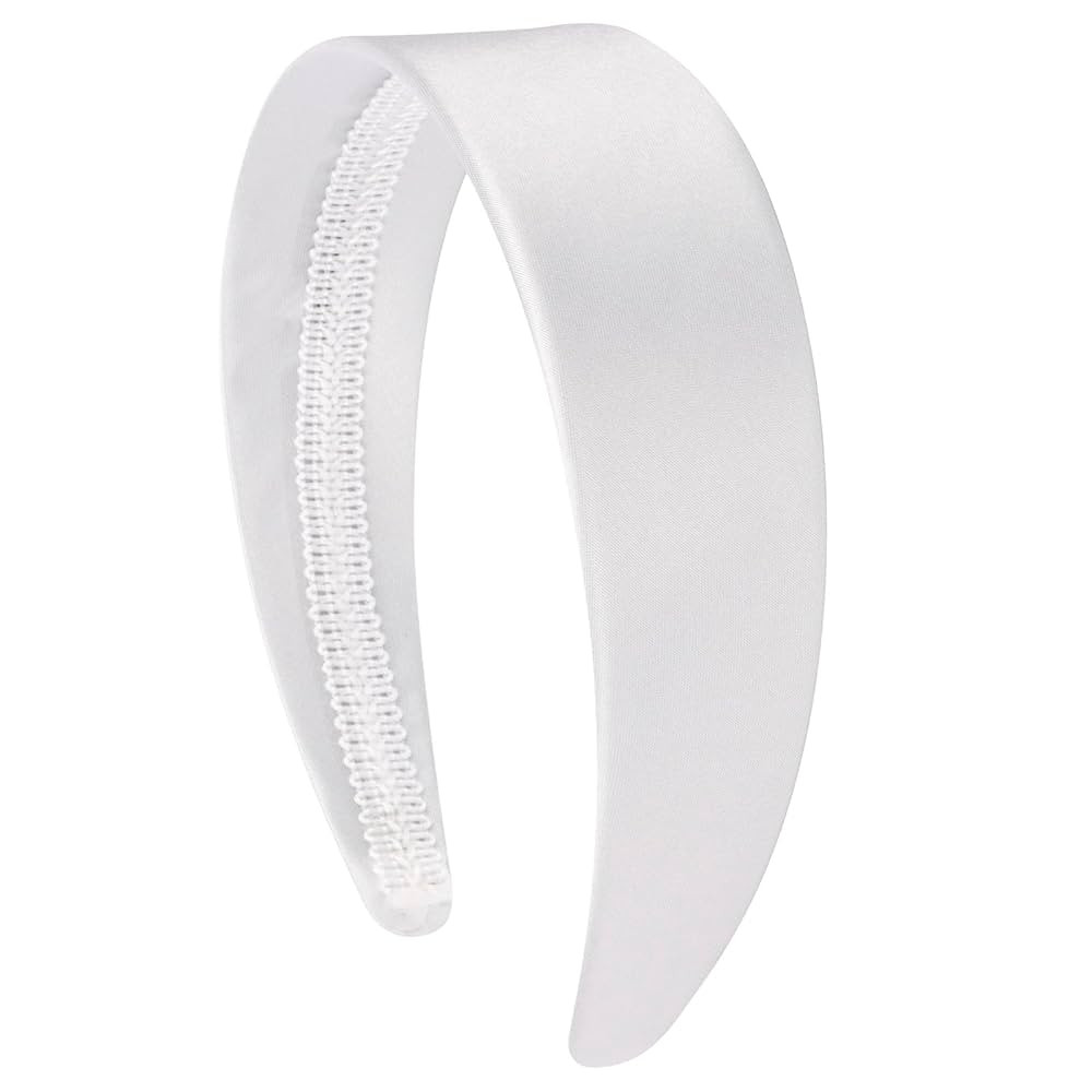 VELSCRUN White Headbands for Women Girls 1.6 Inch Wide Headband Satin Head Bands for Womens Hair ... | Amazon (US)