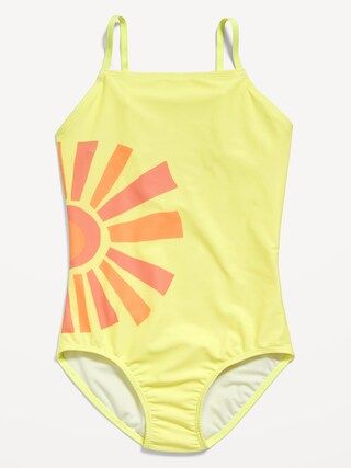 Printed Back-Cutout One-Piece Swimsuit for Girls | Old Navy (CA)