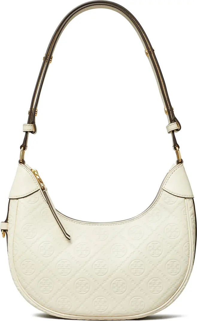 Tory Burch T-Monogram Embossed Crescent Shoulder Bag | Nordstrom | Nordstrom