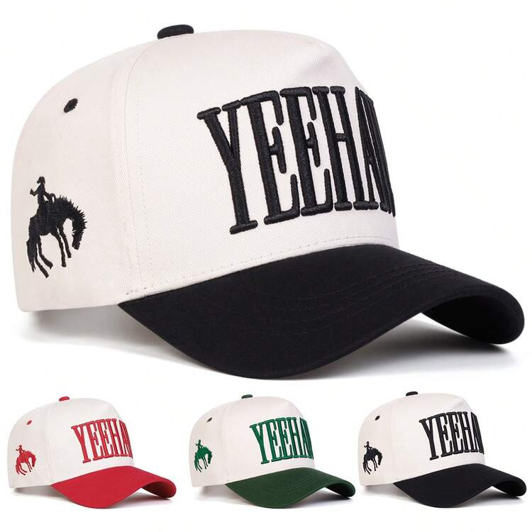 1Piece Men Letter Embroidered Patchwork Baseball Cap Outdoor Adjustable Sunscreen Leisure Hat Spring Autumn Travel Tourism Beach Vacation | SHEIN