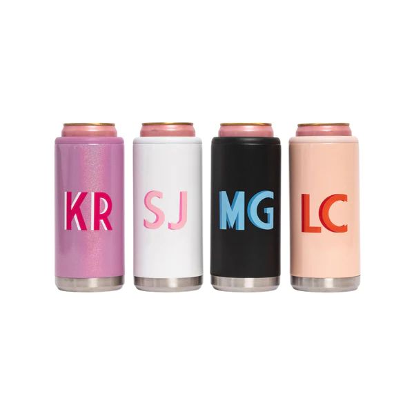 Double Shadow Monogram Can Cooler | Sprinkled With Pink