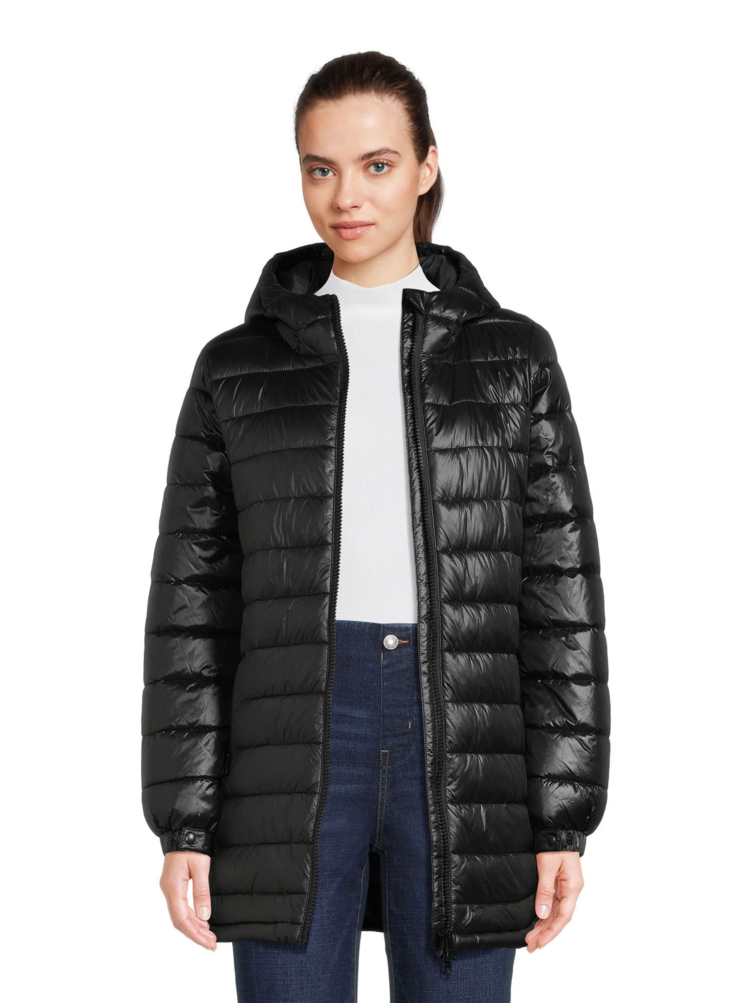 Swiss Tech Women's Hooded Mid Length Puffer Jacket, Sizes XS-3X | Walmart (US)