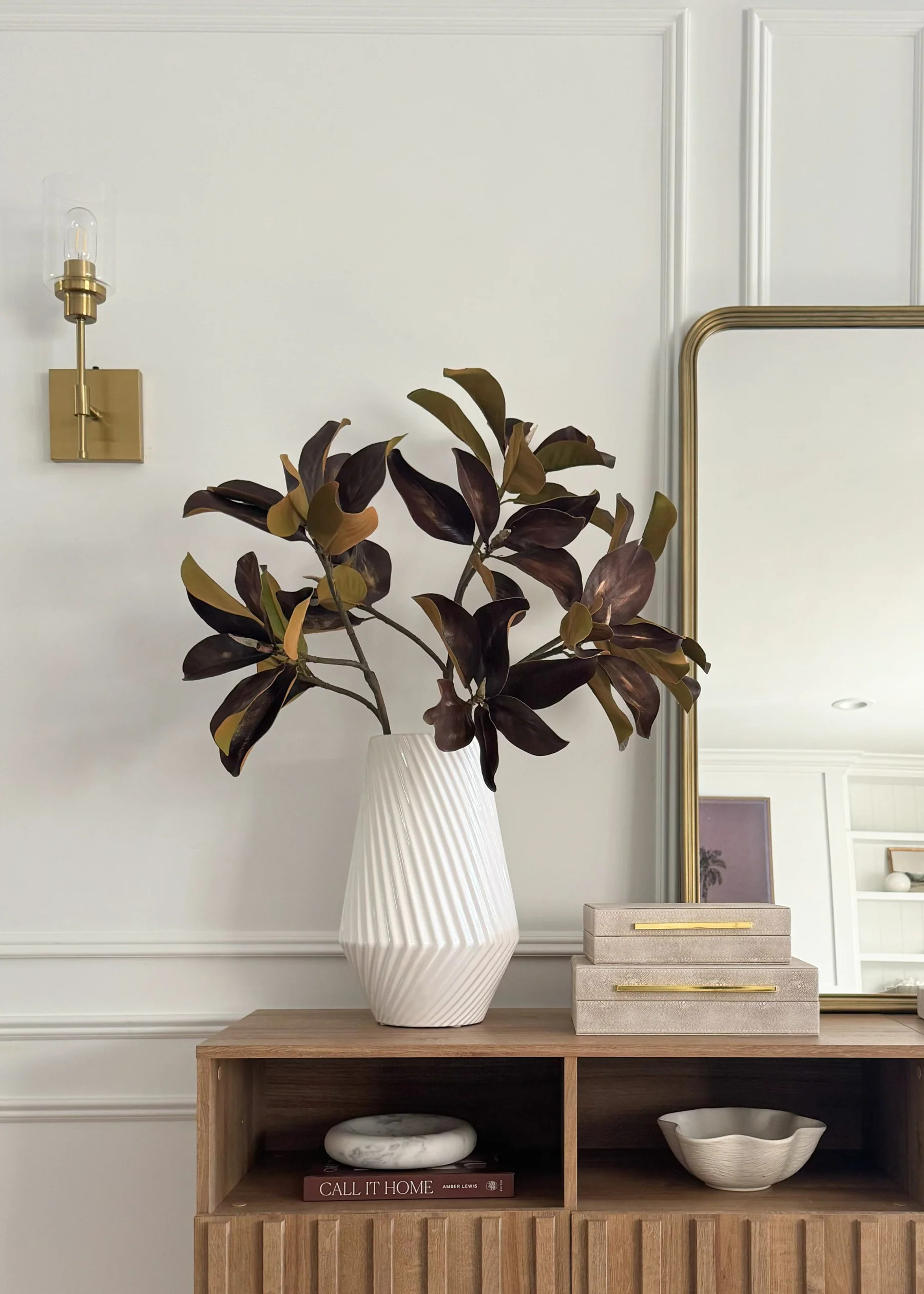 Autumn Brown Magnolia Leaf Branch | Faux Fall Branches at Afloral.com | Afloral