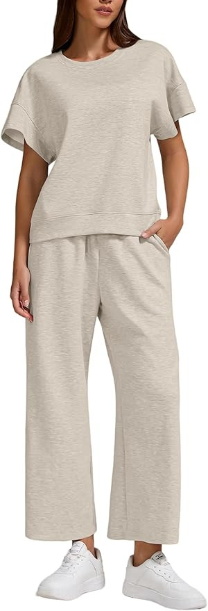 ZFLM Women's 2 Piece Lounge Set Fashion Travel Outfits Vacation Loungewear Comfy Wide Leg Tracksu... | Amazon (US)