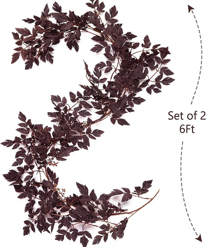 Fall Decorations for Home - Fall Decor - Set of 2 6 Ft Plum Cimicifuga Seeded Garlands - Neutral ... | Amazon (US)
