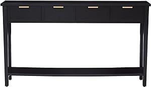 Kinsuite Long Sofa Table with 4 Drawers - Modern Black Console Table with 1 Bottom Shelf, 60 inch... | Amazon (US)