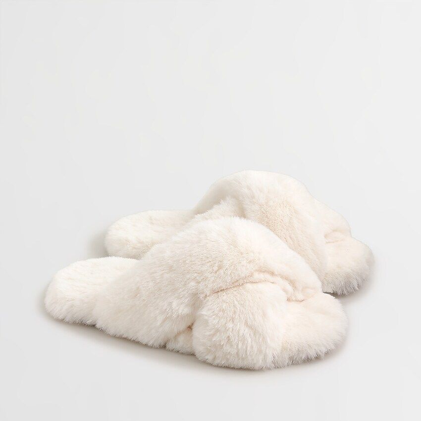 Fuzzy criss-cross slippers | J.Crew US