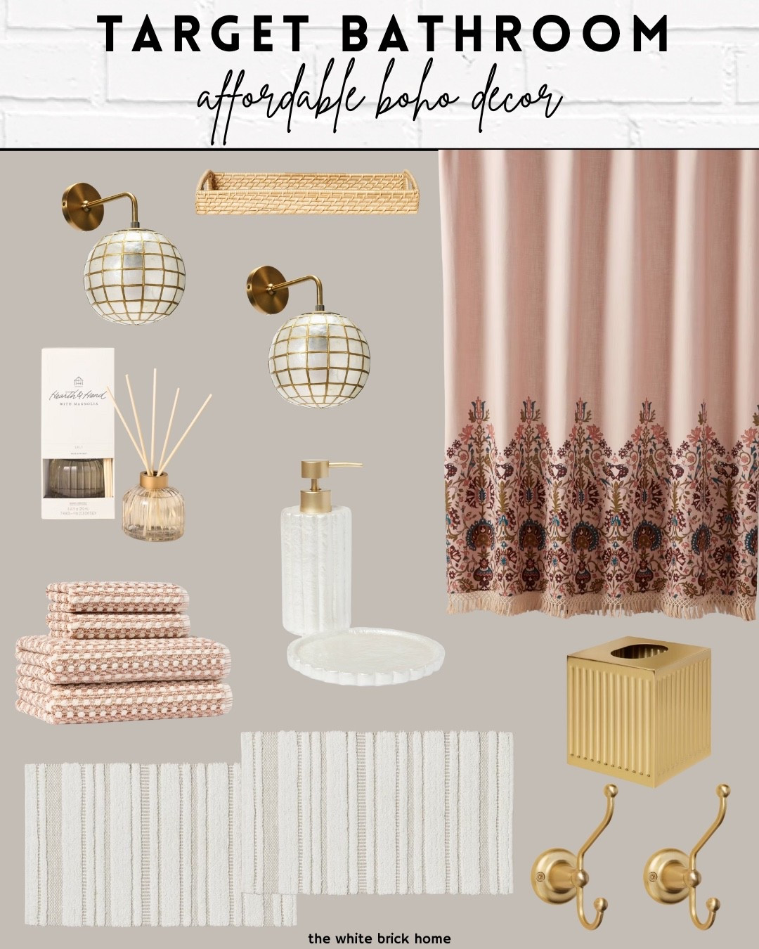 Affordable finds from Target for a beautiful bathroom that looks and feels like designer options! 
❤️❤️
Bath, bathroom, bathroom decor, bathroom ideas, bathroom bath mat, bathroom accessories, target, target home, target home decor, target bathroom, towels, wall sconces, Capiz sconce, bathroom tray, bathroom decor, soap dispenser, tissue box cover, boho bath


#LTKHome #LTKSeasonal #LTKSaleAlert