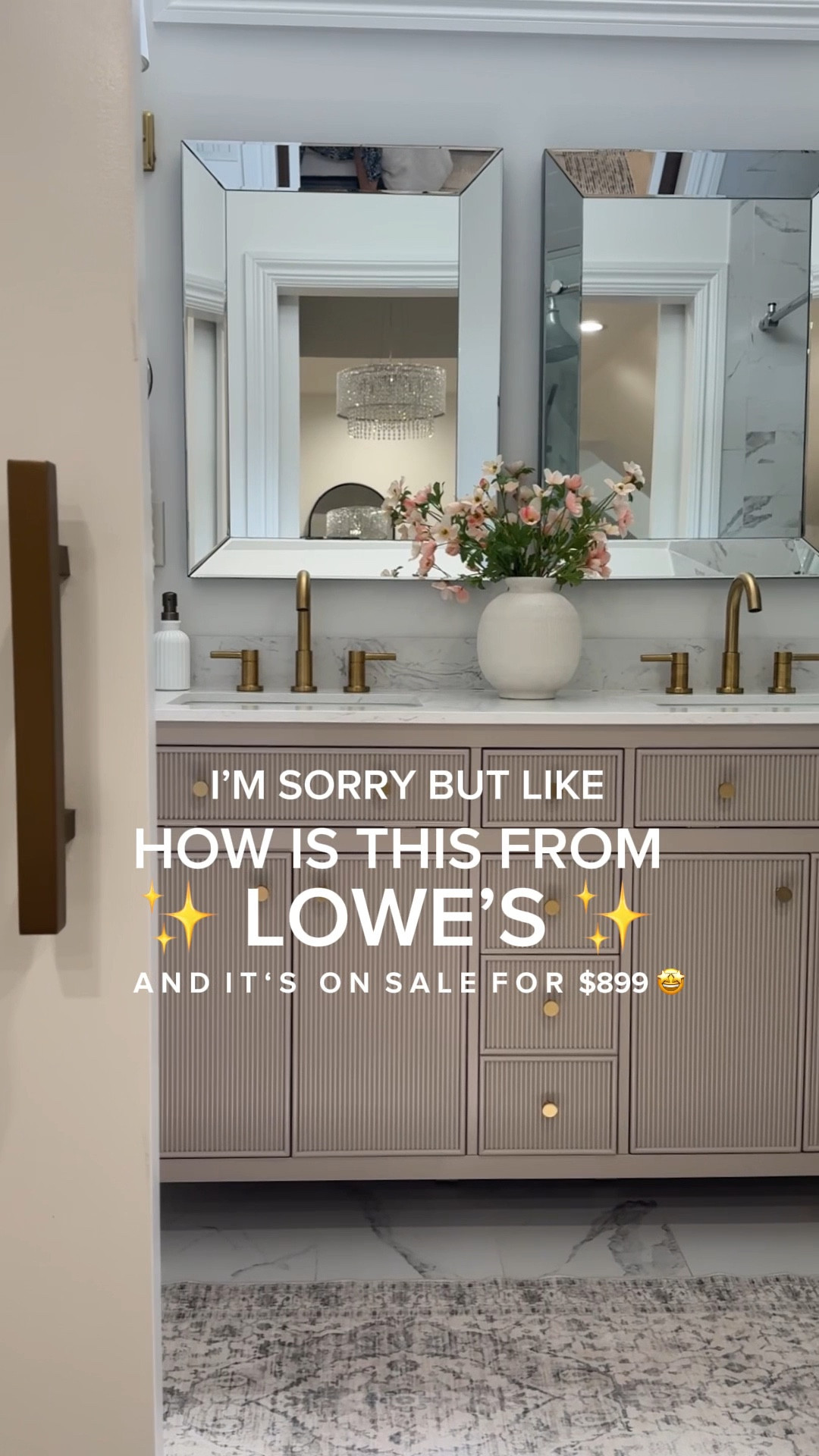 Okay, but… $899?! 😱 I’m still shocked! 

I’m seriously in love with this 60-inch double vanity! It’s not only beautifully designed but well-made—totally that designer vibe without the designer $$$.

The color is a perfect neutral greige, and it comes with soft-closing drawers and gorgeous brass knobs already installed.
 
Bathroom vanity, bathroom decor, affordable vanity, bathroom design 

#LTKHome #LTKSaleAlert #LTKVideo