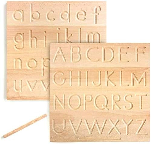 GRTLPOK Wood Alphabet Tracing Board - Reversible Wooden Letter Tracing Board - Montessori Toys fo... | Amazon (US)