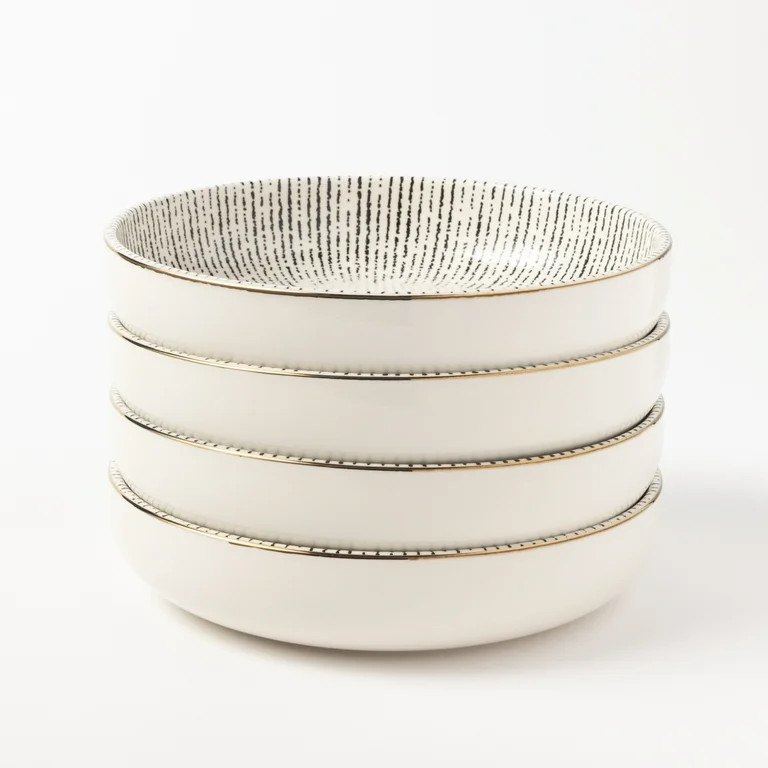 Thyme & Table Riley 4-Pack Ceramic Low Bowls | Walmart (US)