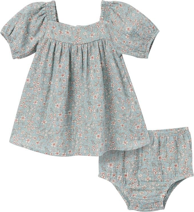 MODERNMOMENTS Baby Girls' 2-piece Puffed Sleeve Dress & Diaper Cover Set | Amazon (US)