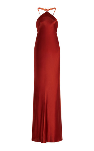 Cadence Bead-Detailed Satin Maxi Dress | Moda Operandi (Global)
