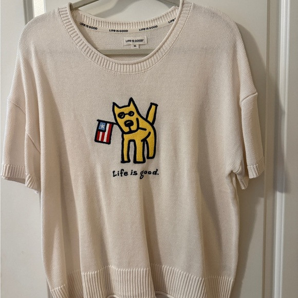 Life Is Good White Knit Sweater | Poshmark