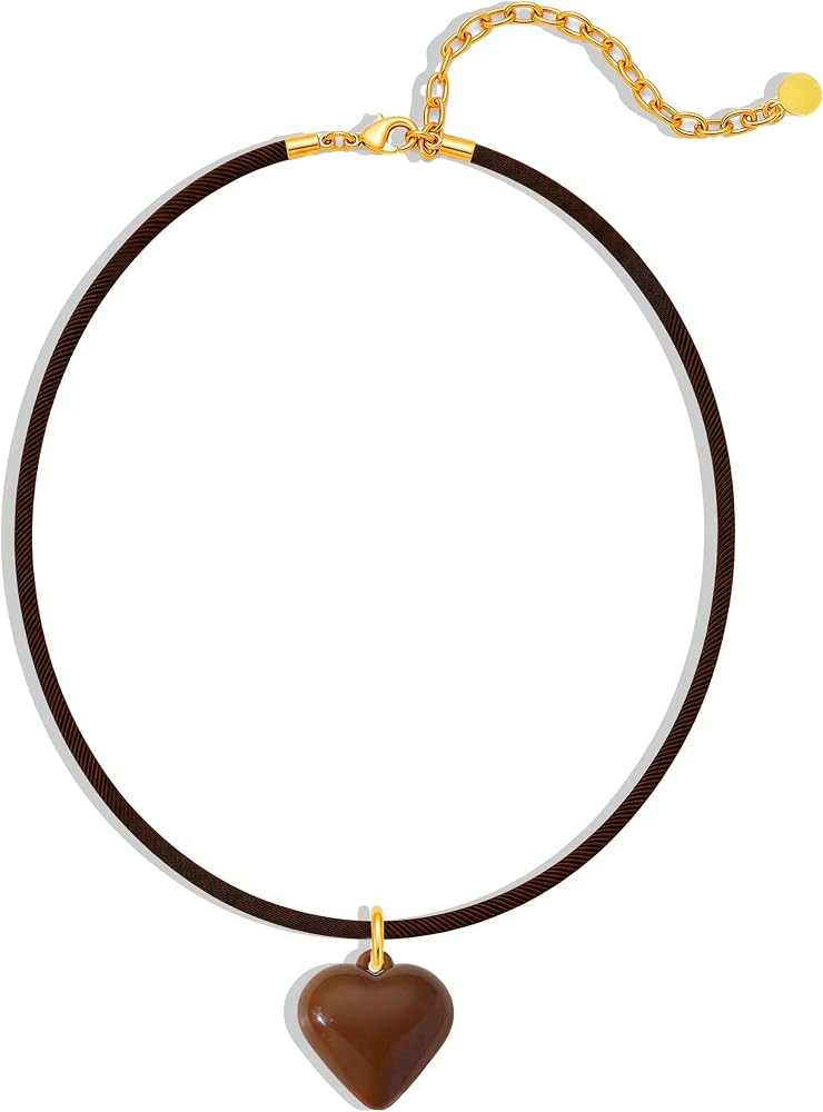 Heart Pendant Cord Necklace for Women, Rope Paracord Necklace | Amazon (US)
