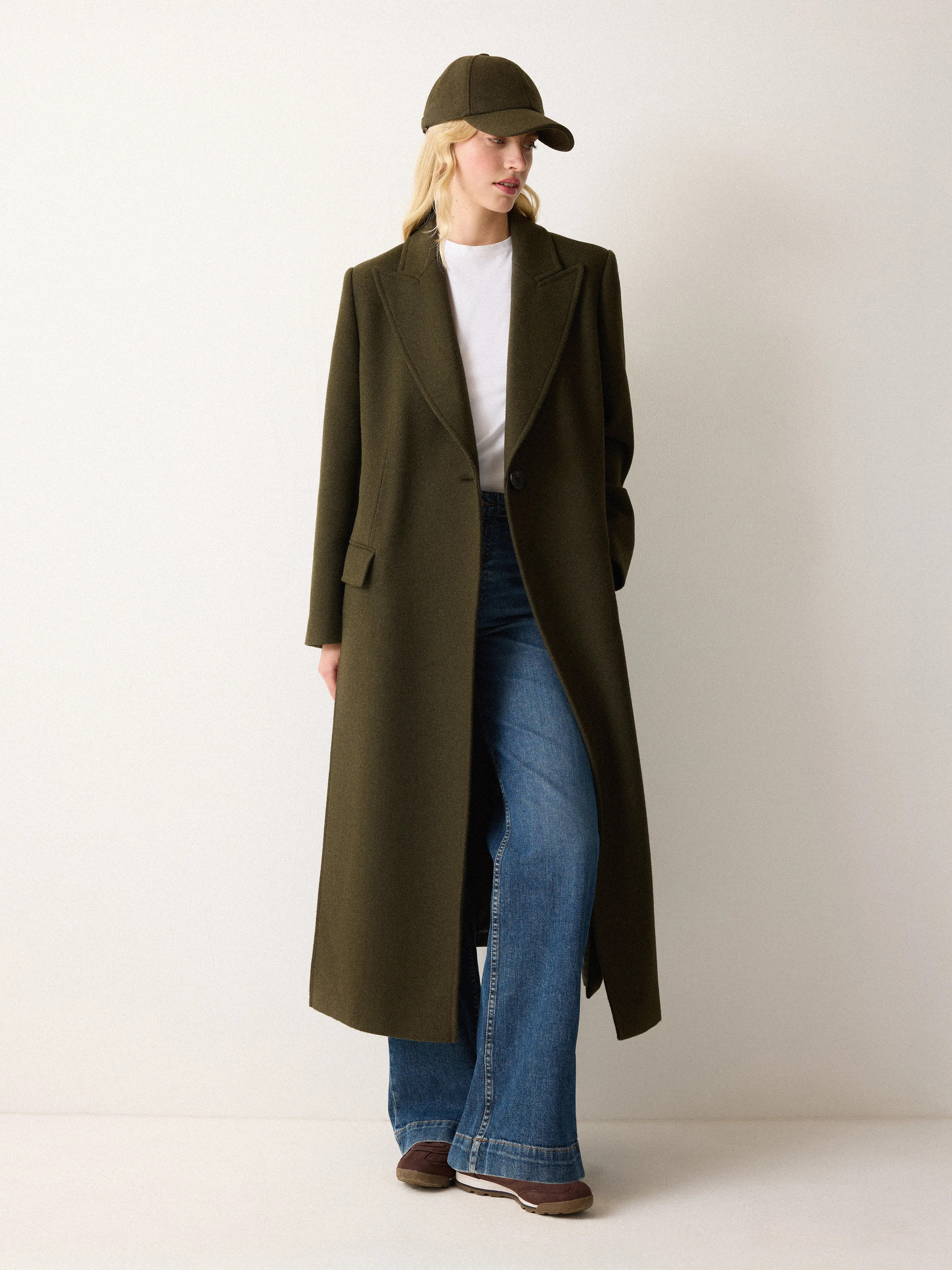 Farringdon Side Split Coat | Khaki | Jigsaw (UK)