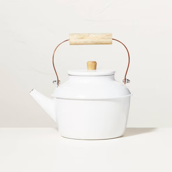 5qt Steel Stovetop Tea Kettle Sour Cream/Copper - Hearth & Hand™ with Magnolia | Target