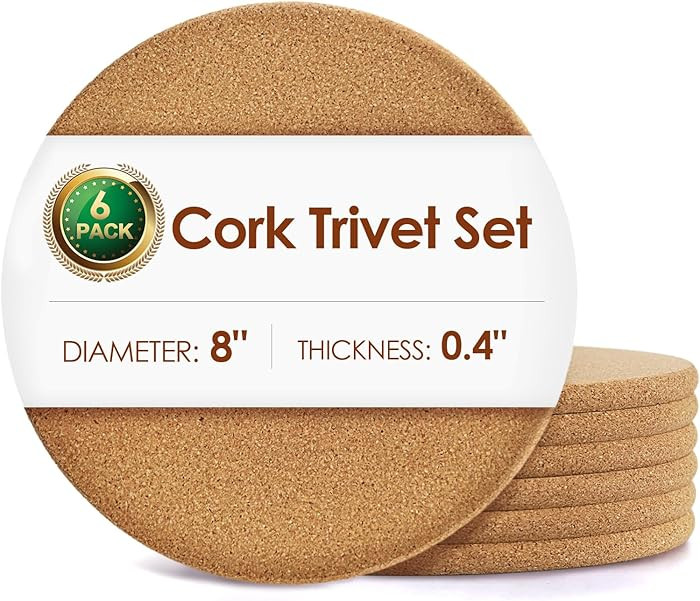 6 Pack Cork Trivets for Hot Dishes, 8" High-Density Thick Pads for Pots and Pans, Heat Resistant ... | Amazon (CA)