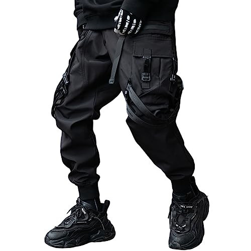 XYXIONGMAO Men's Techwear Pants Japanese Streetwear Goth Black Cargo Pants Men Jogger Fashion Tripp Pants Hip Hop Punk Multiple Pockets Functional Paratrooper Tactical Pants(Black,XL) | Amazon (US)