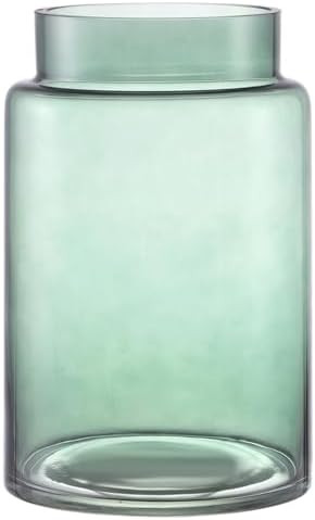 PORPAN Large Glass Vase, 9 Inch Green Glass Vase, Large Flower Vases for Bouquet, Tall Wide Mouth... | Amazon (US)