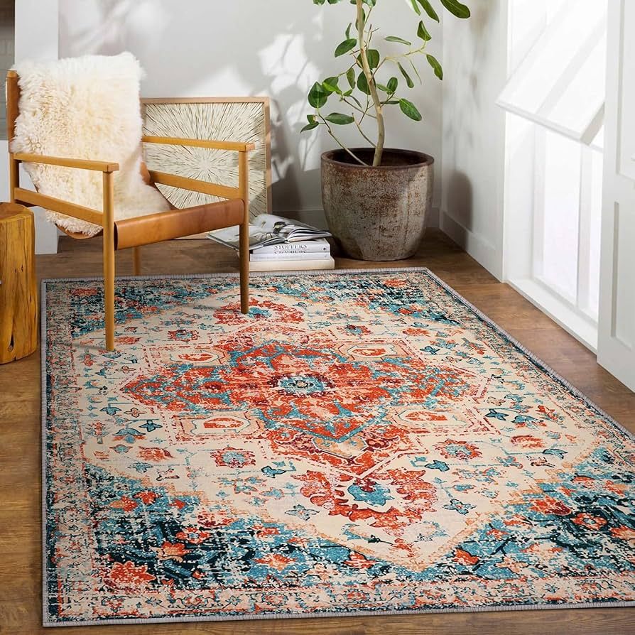 Lahome Boho Medallion Area Rug - 5x7 Soft Rugs for Living Room Washable Rugs for Bedroom Bohemian... | Amazon (US)
