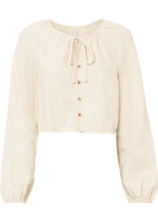 Modische Bluse mit Schnürung und langen Ärmeln - beige | bonprix | Bonprix DE