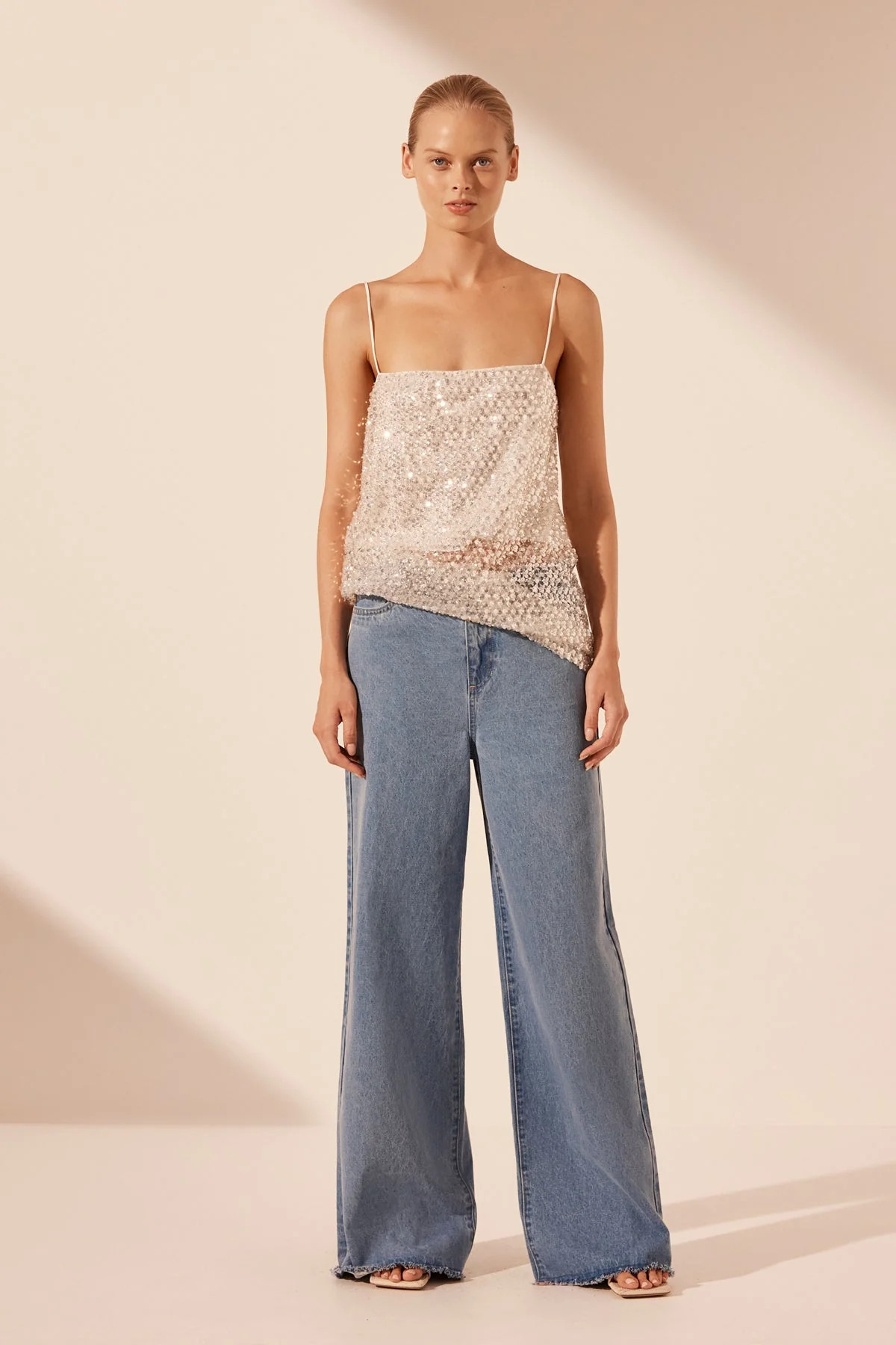 ASTERI LONG LINE CAMI | SILVER | TOPS | SHONA JOY | Shona Joy