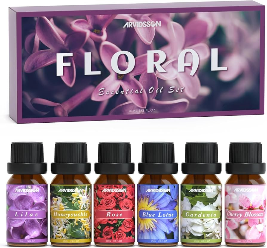 ARVIDSSON Floral Essential Oils Set, Natural Flower Essential Oil Gift for Women - Rose, Gardenia... | Amazon (US)