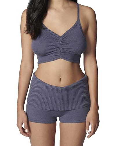 florence by mills Women's Barre Collection Foldover Sweater Short, Grisaille, Medium | Amazon (US)