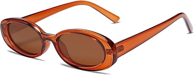 Vanlinker 90s Sunglasses Women Polarized Retro Oval Sunglasses Tinted Glasses VL9580 | Amazon (US)