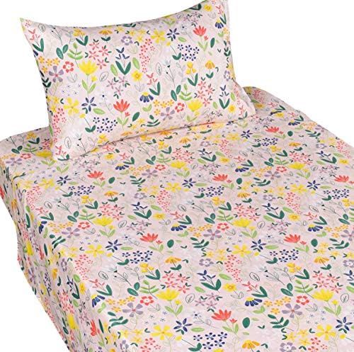J-pinno Flower Cute Lovely Twin Sheet Set Bedroom Decoration Gift, 100% Cotton, Flat Sheet + Fitt... | Amazon (US)