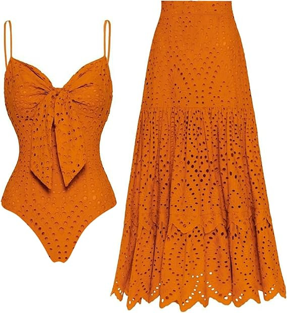 FLAXMAKER Hollow Adjustable Straps Bathing Suits Sling Cut Out Bow Tie One Piece Swimsuit and Ski... | Amazon (US)