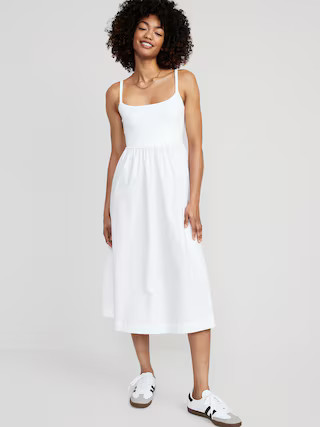 Fit & Flare Mixed Fabric Midi Cami Dress for Women | Old Navy (US)