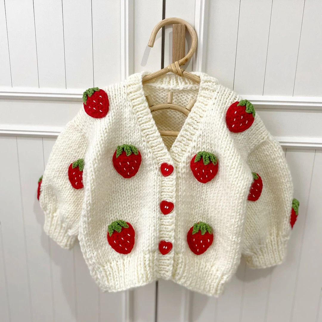 Red Strawberry Cardigan,strawberry Sweater,baby Knit Products,kids Sweaters,kids Clothing,knit Sw... | Etsy (Global)
