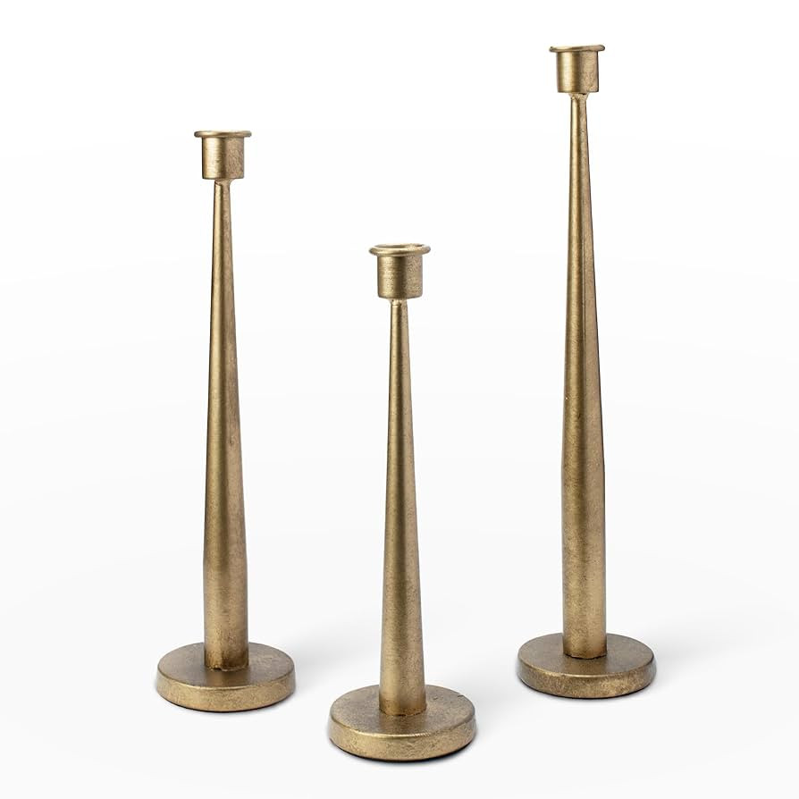 Cast Iron Taper Candle Holder Set of 3, Tall Candlestick Holders for Dining Table Centerpiece Dec... | Amazon (US)