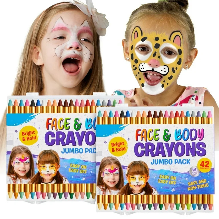 Joyfy 42 Piece Face and Body Paint Crayons Kit, Metallic Multicolor for Kids Toddlers Halloween P... | Walmart (US)