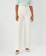 Petite Sculpting Pocket High Rise Trouser Jeans in Ivory | Ann Taylor (US)