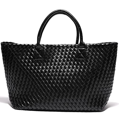 Weayouth Women's Vintage Woven Tote Bag, Black, 12 x 15 x 20.5 inches | Amazon (UK)