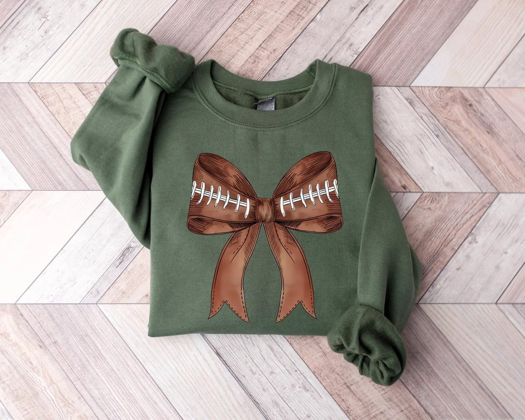 Coquette Football Shirt, Retro Gameday Sweatshirt, Football Bow T-shirt, Autumn Football Season S... | Etsy (US)