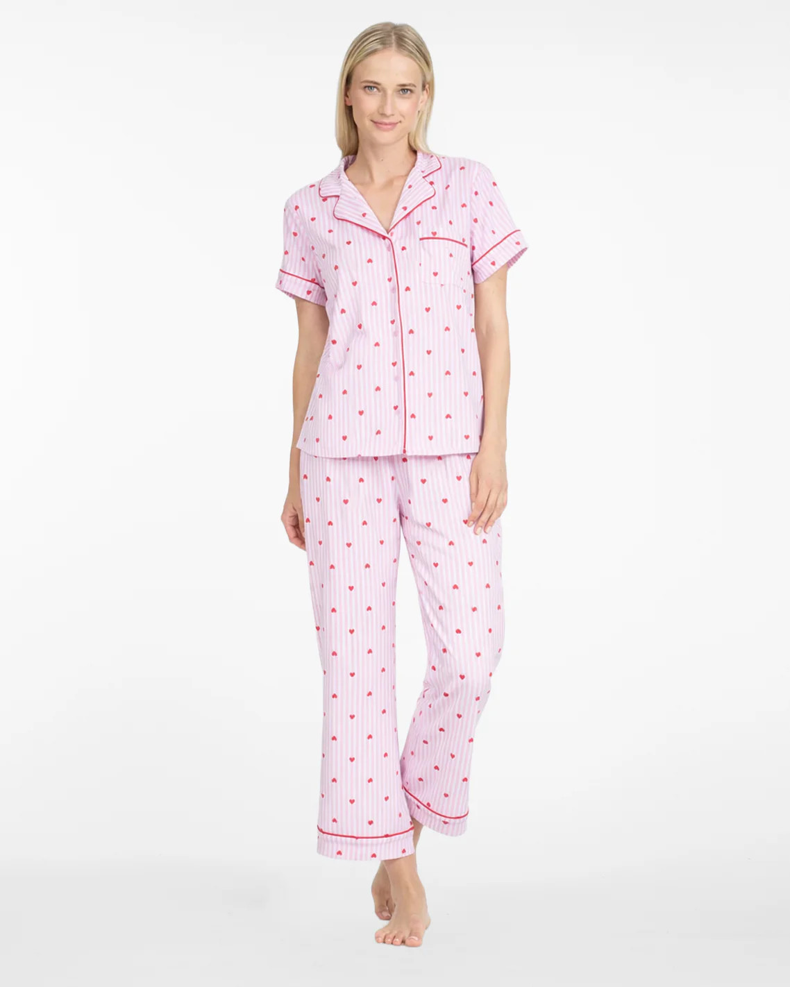 Linda Pajama Set in Sweetheart Stripes | Draper James (US)