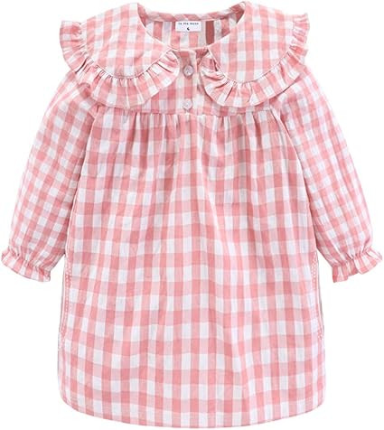 Mud Kingdom Big Girls Ruffle Collar Nightgowns Plaid Long Sleeve | Amazon (US)